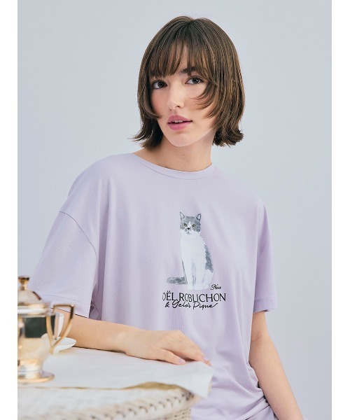 ジェラート ピケ] Joel Robuchon ロゴロンT レディース JOEL ROBUCHON】【持続冷感】CATプリントTシャツ（ルームウェア
