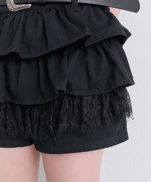 OLIVE des OLIVE(オリーブデオリーブ)の「合皮ベルト付きフリルショートパンツ(その他パンツ・レディース・ベージュ/ブラック/ワンウォッシュ・FREE)」の14枚目の写真