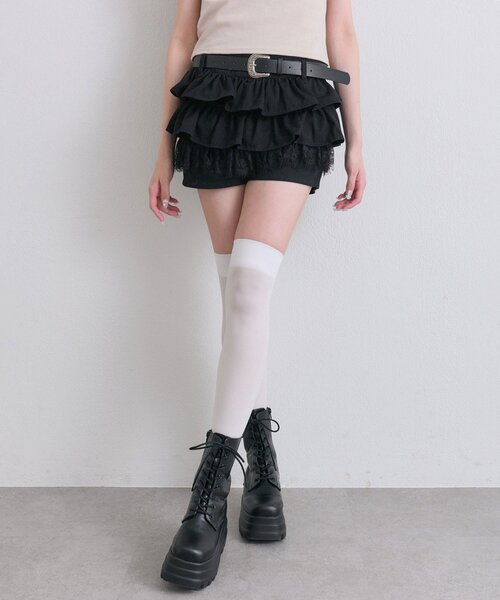 OLIVE des OLIVE(オリーブデオリーブ)の「合皮ベルト付きフリルショートパンツ(その他パンツ・レディース・ベージュ/ブラック/ワンウォッシュ・FREE)」の15枚目の写真