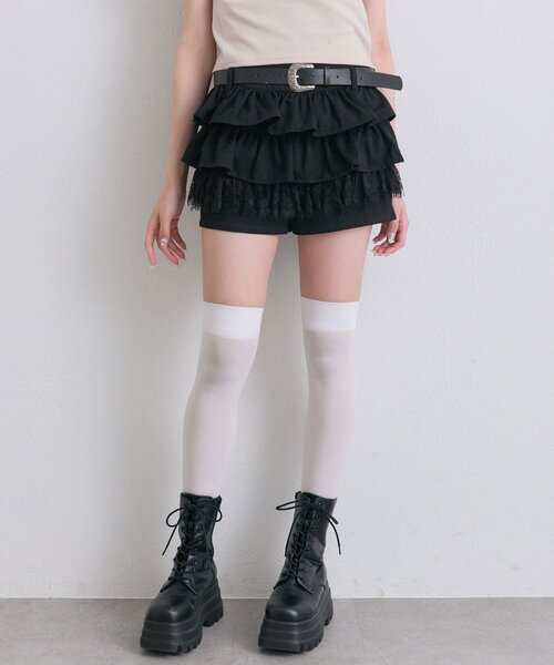 OLIVE des OLIVE(オリーブデオリーブ)の「合皮ベルト付きフリルショートパンツ(その他パンツ・レディース・ベージュ/ブラック/ワンウォッシュ・FREE)」の16枚目の写真