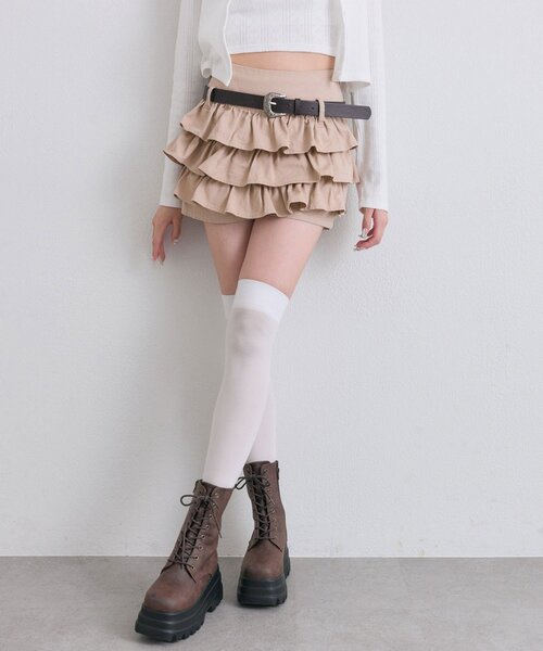 OLIVE des OLIVE(オリーブデオリーブ)の「合皮ベルト付きフリルショートパンツ(その他パンツ・レディース・ベージュ/ブラック/ワンウォッシュ・FREE)」の21枚目の写真