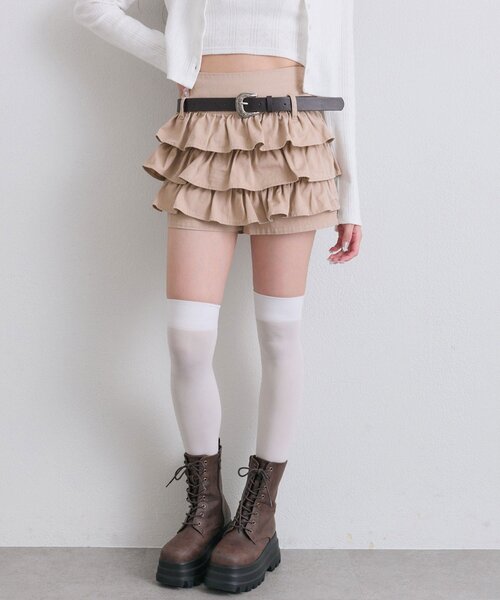OLIVE des OLIVE(オリーブデオリーブ)の「合皮ベルト付きフリルショートパンツ(その他パンツ・レディース・ベージュ/ブラック/ワンウォッシュ・FREE)」の22枚目の写真