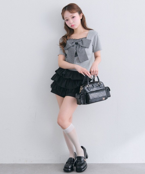OLIVE des OLIVE(オリーブデオリーブ)の「合皮ベルト付きフリルショートパンツ(その他パンツ・レディース・ベージュ/ブラック/ワンウォッシュ・FREE)」の10枚目の写真