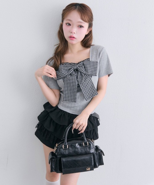 OLIVE des OLIVE(オリーブデオリーブ)の「合皮ベルト付きフリルショートパンツ(その他パンツ・レディース・ベージュ/ブラック/ワンウォッシュ・FREE)」の9枚目の写真