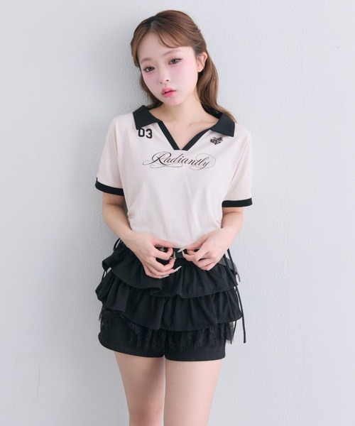 OLIVE des OLIVE(オリーブデオリーブ)の「合皮ベルト付きフリルショートパンツ(その他パンツ・レディース・ベージュ/ブラック/ワンウォッシュ・FREE)」の7枚目の写真