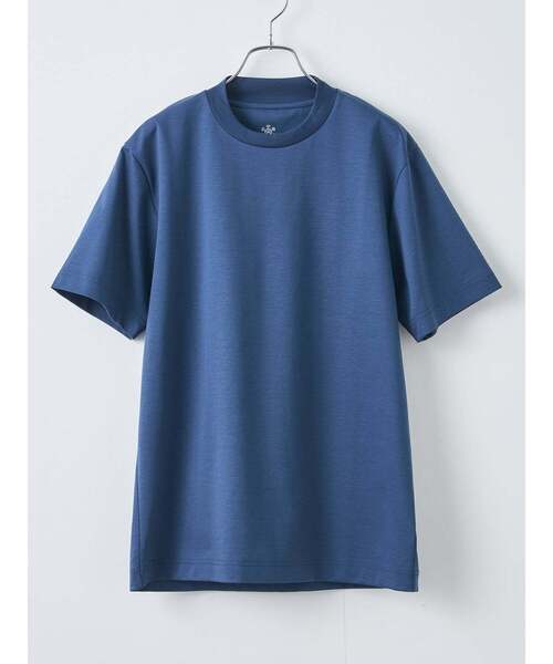TRANSITION(トランジション)の「【TRANSITION】スーピマコットンポンチハイバックネッククルーネックTEE(Tシャツ/カットソー・メンズ・ブルー系/ブラック/ホワイト系1・2/3)」の3枚目の写真