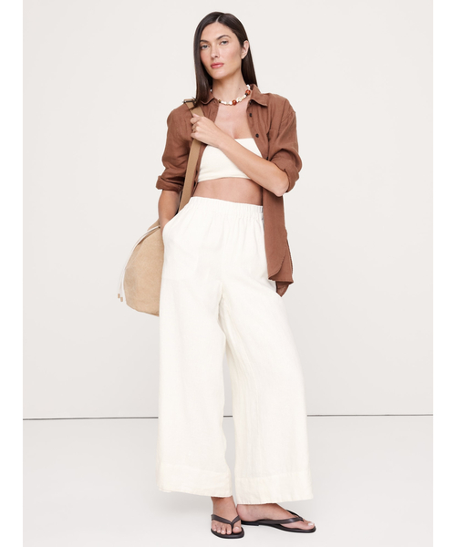 Banana Republic(バナナリパブリック)の「ハイライズ ワイドレッグ リネン プルオンアンクルパンツ(その他パンツ・レディース・ホワイト/コーラルピンク/ブラウン/ブラック・L/M/S/XS)」の19枚目の写真