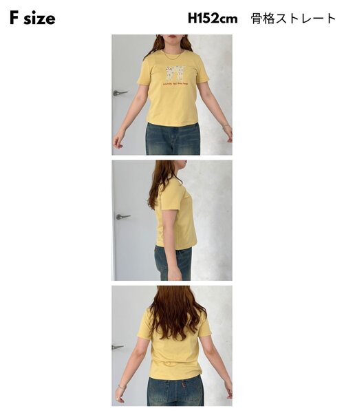 CPCM（シーピーシーエム）の「ネコ刺繍T（Tシャツ/カットソー・レディース・グレー/イエロー/ネイビー/ホワイト・FREE）」の19枚目の写真