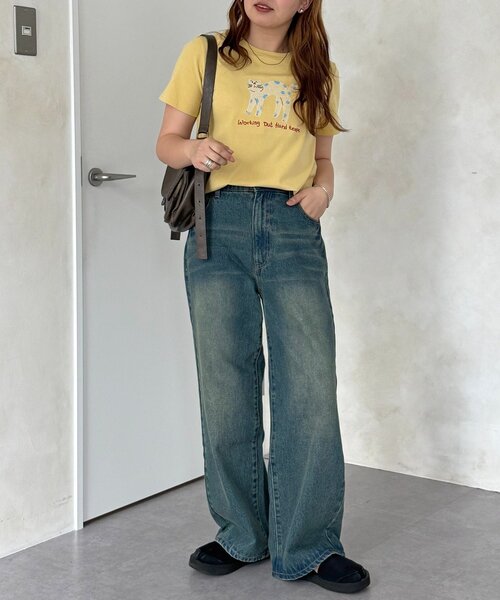 CPCM（シーピーシーエム）の「ネコ刺繍T（Tシャツ/カットソー・レディース・グレー/イエロー/ネイビー/ホワイト・FREE）」の14枚目の写真