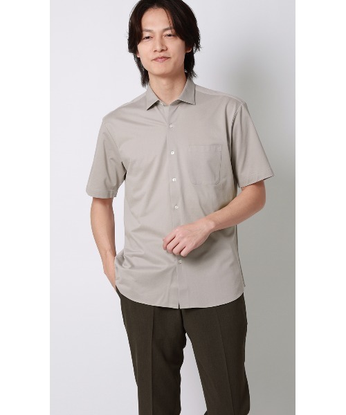 AOYAMA（アオヤマ）の「ワイドカラーニットシャツ【半袖】【ALTIMA premium】（シャツ/ブラウス・メンズ・ブルー/ネイビー/ベージュ・LL/L/M）」の2枚目の写真
