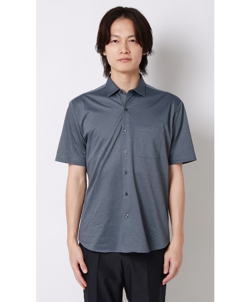 AOYAMA（アオヤマ）の「ワイドカラーニットシャツ【半袖】【ALTIMA premium】（シャツ/ブラウス・メンズ・ブルー/ネイビー/ベージュ・LL/L/M）」の8枚目の写真