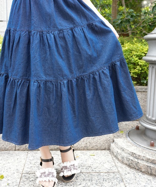 axes femme POETIQUE（アクシーズファムポエティック）の「リボンショルダーデニムＯＰ（ワンピース・レディース・インディゴブルー/ブルー/ワンウォッシュ・MEDIUM）」の10枚目の写真