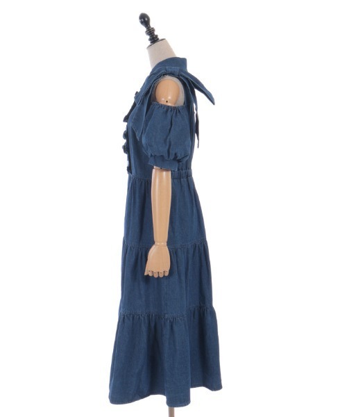 axes femme POETIQUE（アクシーズファムポエティック）の「リボンショルダーデニムＯＰ（ワンピース・レディース・インディゴブルー/ブルー/ワンウォッシュ・MEDIUM）」の17枚目の写真