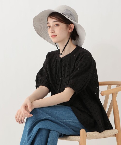Afternoon Tea(アフタヌーンティー)の「洗えるビッグリボンUVハット(ハット・レディース・グレー/ライトブラウン・ONE SIZE)」の4枚目の写真
