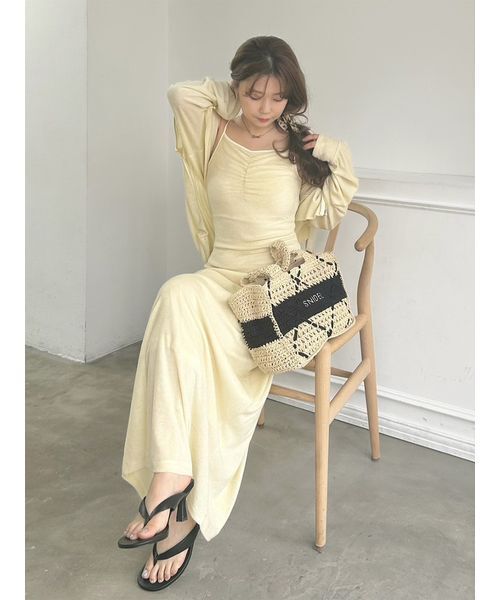 SNIDEL(スナイデル)の「【WEB限定】パイルパーカーセットキャミワンピース(ワンピース・レディース・イエロー/ピンク/ブラック・F)」の13枚目の写真