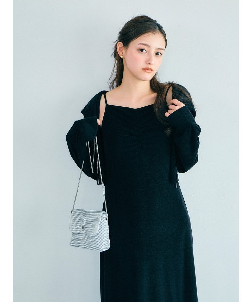 SNIDEL(スナイデル)の「【WEB限定】パイルパーカーセットキャミワンピース(ワンピース・レディース・イエロー/ピンク/ブラック・F)」の9枚目の写真
