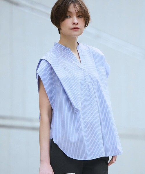 ICB(アイシービー)の「シルフィーローン スキッパータックデザインブラウス(シャツ/ブラウス・レディース・サックスブルー系1/ダルブルー系1・0/2/4/6)」の1枚目の写真