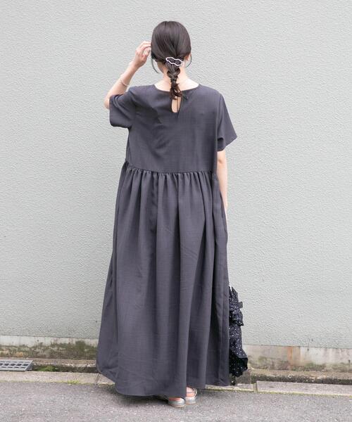 ITEMS URBANRESEARCH(アイテムズ アーバンリサーチ)の「『イージーケア/接触冷感/UVカット』SMOOTH LINEN TOUCH ワンピース(ワンピース・レディース・オレンジ/チャコールグレー/ベージュ・FREE)」の7枚目の写真