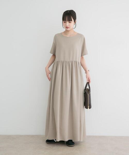 ITEMS URBANRESEARCH(アイテムズ アーバンリサーチ)の「『イージーケア/接触冷感/UVカット』SMOOTH LINEN TOUCH ワンピース(ワンピース・レディース・オレンジ/チャコールグレー/ベージュ・FREE)」の13枚目の写真