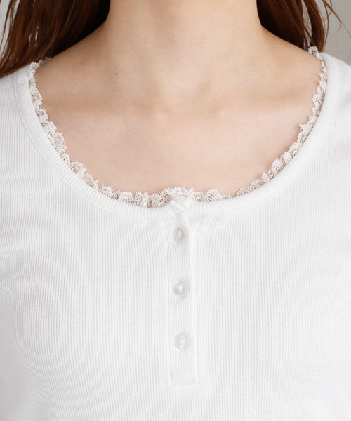 tiptop(ティップトップ)の「テレコ襟裾レース半袖プルオーバー(Tシャツ/カットソー・レディース・ブラック/オフホワイト/ホワイト系その他/ホワイト系その他2・FREE)」の14枚目の写真