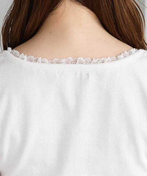 tiptop(ティップトップ)の「テレコ襟裾レース半袖プルオーバー(Tシャツ/カットソー・レディース・ブラック/オフホワイト/ホワイト系その他/ホワイト系その他2・FREE)」の15枚目の写真