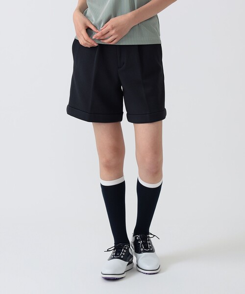 BEAMS GOLF(ビームスゴルフ)の「PURPLE LABEL / バイヤス柄織り 裾ダブル ショートパンツ(その他パンツ・レディース・ホワイト/ネイビー・MEDIUM/SMALL/LARGE)」の2枚目の写真