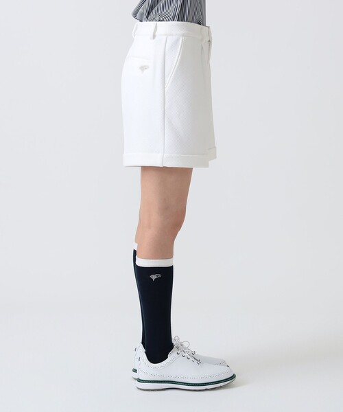 BEAMS GOLF(ビームスゴルフ)の「PURPLE LABEL / バイヤス柄織り 裾ダブル ショートパンツ(その他パンツ・レディース・ホワイト/ネイビー・MEDIUM/SMALL/LARGE)」の10枚目の写真