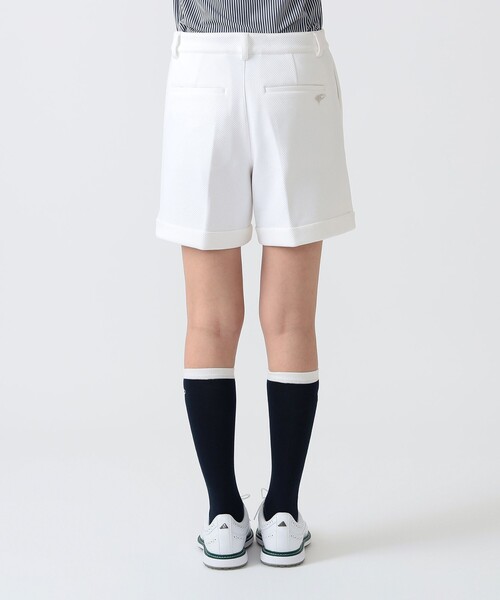 BEAMS GOLF(ビームスゴルフ)の「PURPLE LABEL / バイヤス柄織り 裾ダブル ショートパンツ(その他パンツ・レディース・ホワイト/ネイビー・MEDIUM/SMALL/LARGE)」の11枚目の写真