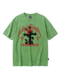 DTF シンプリー ピグメント 半袖Tシャツ グリーン