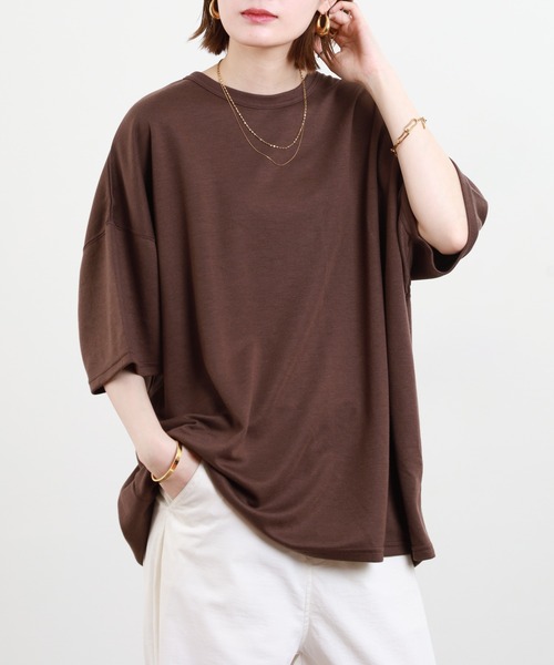 FUNALIVE(ファンアライブ)の「TRポンチビックシルエットTee 半端袖(Tシャツ/カットソー・メンズ・ダークグリーン/グレー/ベージュ/ブラウン系その他/ブルーグレー/ホワイト/ブラウン/ブラック/ホワイト系その他/チャコール・L/XL/M)」の8枚目の写真