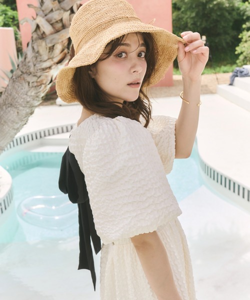 Olu.(オルドット)の「ビッグリボンフレアワンピース(ワンピース・レディース・アイボリー/ブラック/ミント・1/0)」の9枚目の写真