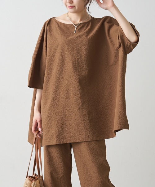 PUAL CE CIN(ピュアルセシン)の「【WEB限定/セットアップ対応】UVカット・撥水加工水陸両用チュニックラッシュガード(ラッシュガード・レディース・チェック/ブラック/キャメル・FREE)」の3枚目の写真