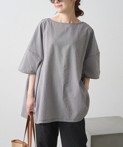 PUAL CE CIN(ピュアルセシン)の「【WEB限定/セットアップ対応】UVカット・撥水加工水陸両用チュニックラッシュガード(ラッシュガード・レディース・チェック/ブラック/キャメル・FREE)」の18枚目の写真