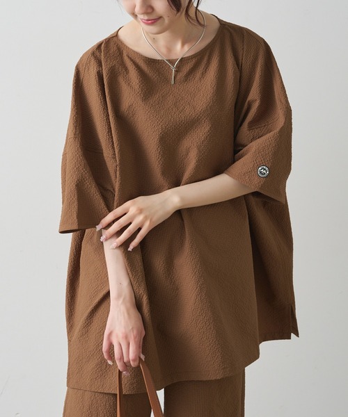 PUAL CE CIN(ピュアルセシン)の「【WEB限定/セットアップ対応】UVカット・撥水加工水陸両用チュニックラッシュガード(ラッシュガード・レディース・チェック/ブラック/キャメル・FREE)」の8枚目の写真