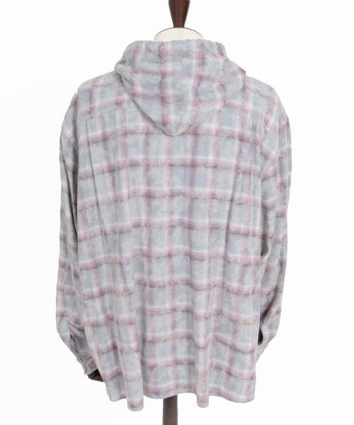 CAMBIO(カンビオ)の「ms6537-Bleached Hooded Check Long Sleeve Shirts フード付きチェックシャツ(PF-262-006)(シャツ/ブラウス・メンズ・サックスブルー/ブラック・L/M)」の13枚目の写真