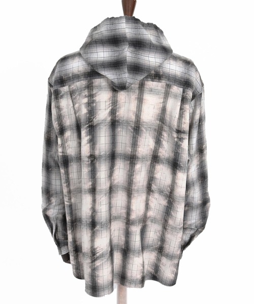 CAMBIO(カンビオ)の「ms6537-Bleached Hooded Check Long Sleeve Shirts フード付きチェックシャツ(PF-262-006)(シャツ/ブラウス・メンズ・サックスブルー/ブラック・L/M)」の16枚目の写真