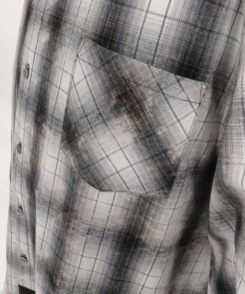 CAMBIO(カンビオ)の「ms6537-Bleached Hooded Check Long Sleeve Shirts フード付きチェックシャツ(PF-262-006)(シャツ/ブラウス・メンズ・サックスブルー/ブラック・L/M)」の22枚目の写真