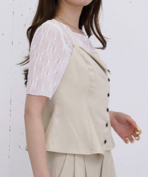 archives(アルシーヴ)の「【1枚でも重ねても可愛い】ドットアソートレースTOPS(Tシャツ/カットソー・レディース・アイボリー/オフホワイト/ブラック・MEDIUM)」の13枚目の写真