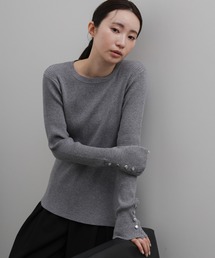 select MOCA Et | 【Et】Crew Neck Button Sleeve Knit(ニット/セーター)