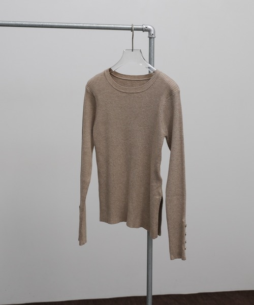 select MOCA Et(セレクトモカエト)の「【Et】Crew Neck Button Sleeve Knit(ニット/セーター・レディース・グレー/ブラック/ベージュ・FREE)」の16枚目の写真