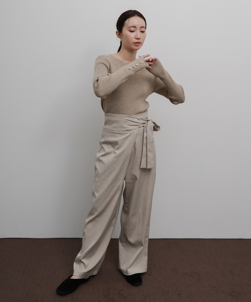 select MOCA Et(セレクトモカエト)の「【Et】Crew Neck Button Sleeve Knit(ニット/セーター・レディース・グレー/ブラック/ベージュ・FREE)」の19枚目の写真