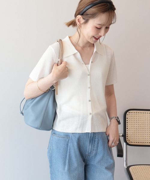 セール】襟付きスキッパー半袖ニットポロ（ポロシャツ）｜AMERICAN