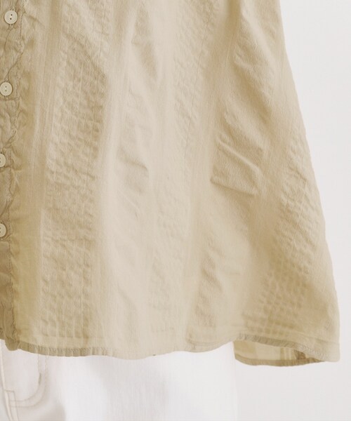 LAURA ASHLEY(ローラアシュレイ)の「【日本製/ワンマイルウエア】コットンワイドストライプ ギャザーブラウス(シャツ/ブラウス・レディース・グレー/ライトオレンジ系・38)」の16枚目の写真