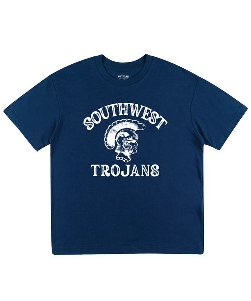 NAVYTEAM(ネイビーチーム)の「SOUTHWES TROJANS 半袖Tシャツ(6色)(Tシャツ/カットソー・レディース・ネイビー/ブラック/ライトグレー/ホワイト×ネイビー/ホワイト×グリーン/ホワイト×ブラック・LARGE/MEDIUM/SMALL/X-LARGE)」の1枚目の写真