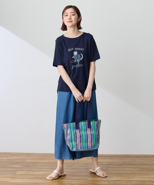 Petit Honfleur(プチオンフルール)の「マルチカラーストライプトートバッグ(トートバッグ・レディース・ブルー/ブラック/サックスブルー/オレンジ・フリー)」の20枚目の写真