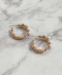 YU-KA:パールフープピアス Pearl hoop earrings