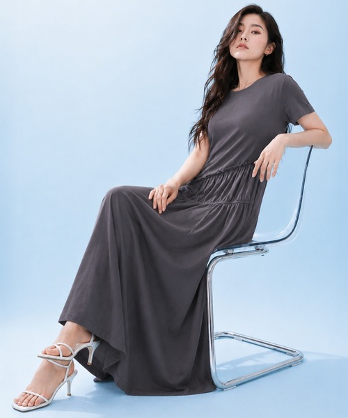 by LEGNA（バイレグナ）の「COOLIFY半袖ワンピース（ワンピース・レディース・ダークグレー/ブラック・LARGE/MEDIUM）」の14枚目の写真