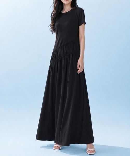 by LEGNA（バイレグナ）の「COOLIFY半袖ワンピース（ワンピース・レディース・ダークグレー/ブラック・LARGE/MEDIUM）」の3枚目の写真
