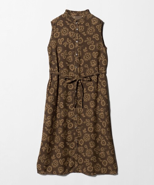 A DAY IN THE LIFE UNITED ARROWS（アデイインザライフユナイテッドアローズ）の「リップル フリルネック シャツワンピース＜A DAY IN THE LIFE＞（ワンピース・レディース・ダークブラウン/オフホワイト/ネイビー・FREE）」の2枚目の写真