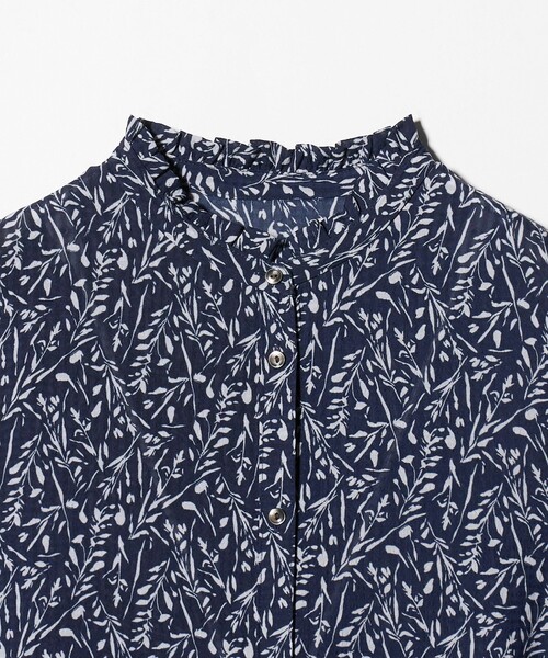 A DAY IN THE LIFE UNITED ARROWS（アデイインザライフユナイテッドアローズ）の「リップル フリルネック シャツワンピース＜A DAY IN THE LIFE＞（ワンピース・レディース・ダークブラウン/オフホワイト/ネイビー・FREE）」の13枚目の写真